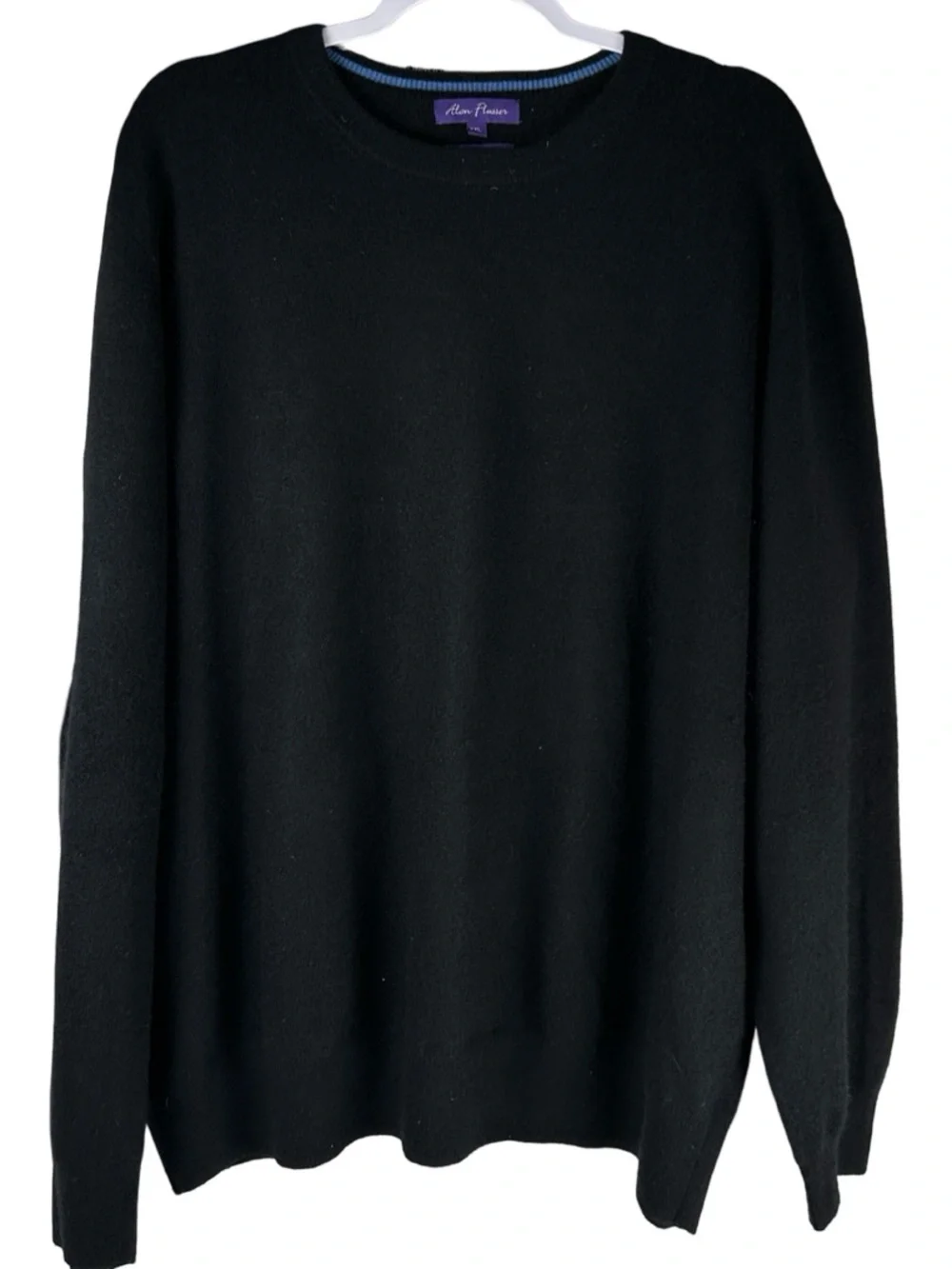 Alan Flusser 100% Cashmere black crew neck long Sleeve Sweater Men’s Size 2XL
